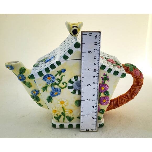TEAPOT-FLOWERS INC BALLOONS-Bird House Design-Bee-Floral-Holds 3 Cups - Picture 16 of 16